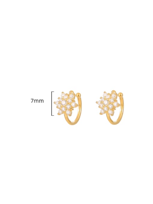 ES646 [Gold] 925 Sterling Silver Cubic Zirconia Flower Minimalist Huggie Earring